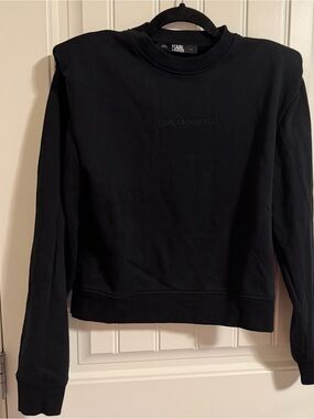 Karl Lagerfeld Black Logo Sweatshirt cool puffy shoulder
